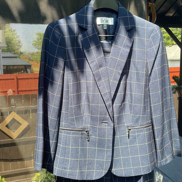 NEW Le Suit 2 piece Suit Set navy and white - Picture 2 of 6
